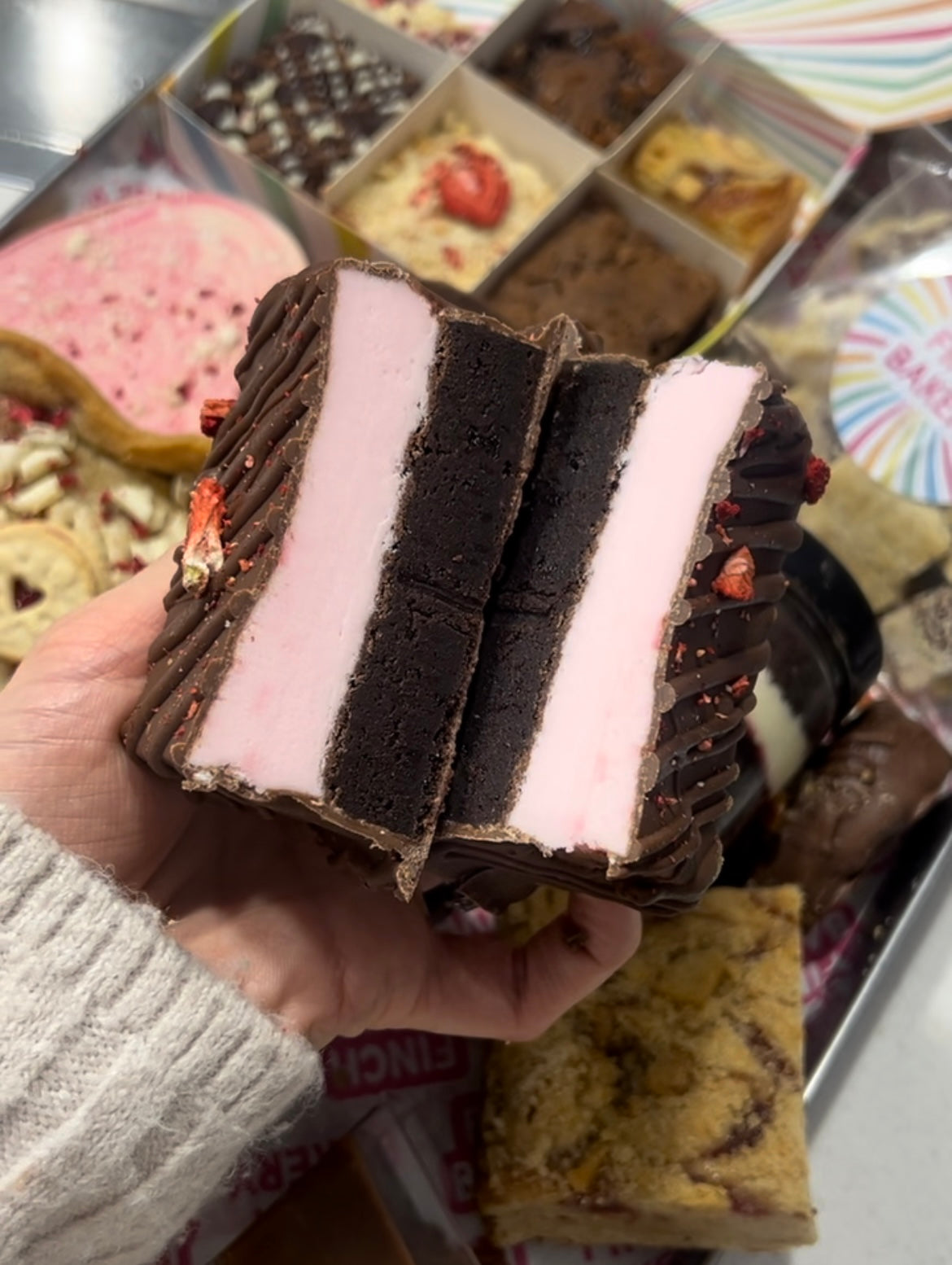 Chocolate Dipped Strawberry Cream Brownie