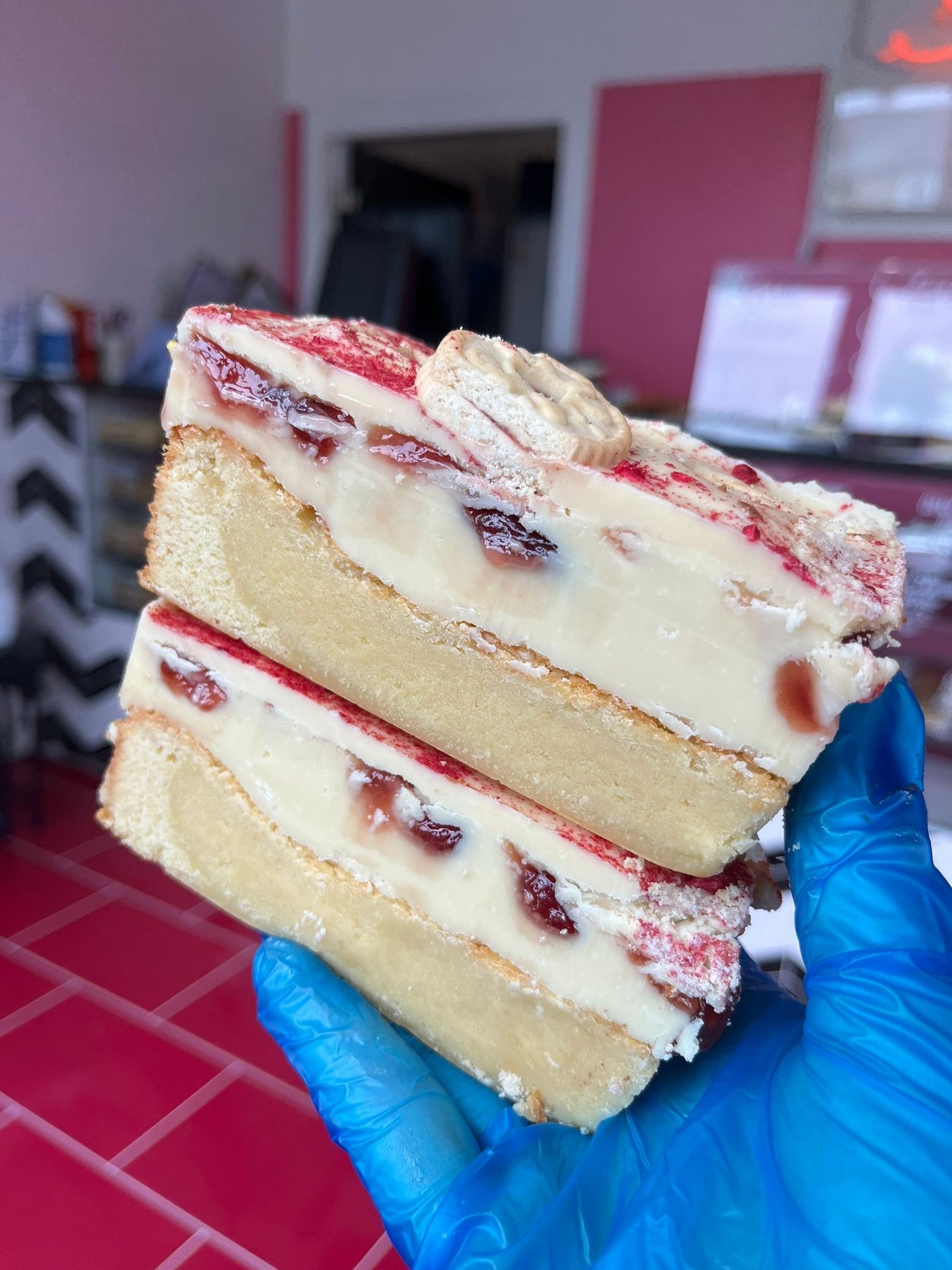 Jam White Chocolate Ganache Topped Blondie Bar