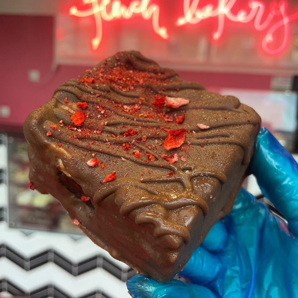 Chocolate Dipped Strawberry Cream Brownie